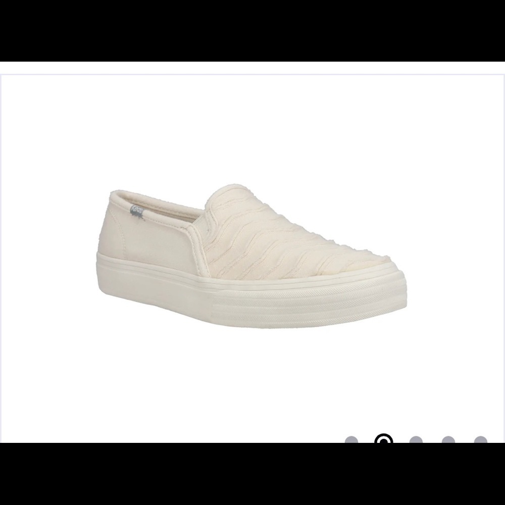 Keds Double Decker Ribbed Wave Slip On Sneakers White Ivory Cream NWT Size 8.5